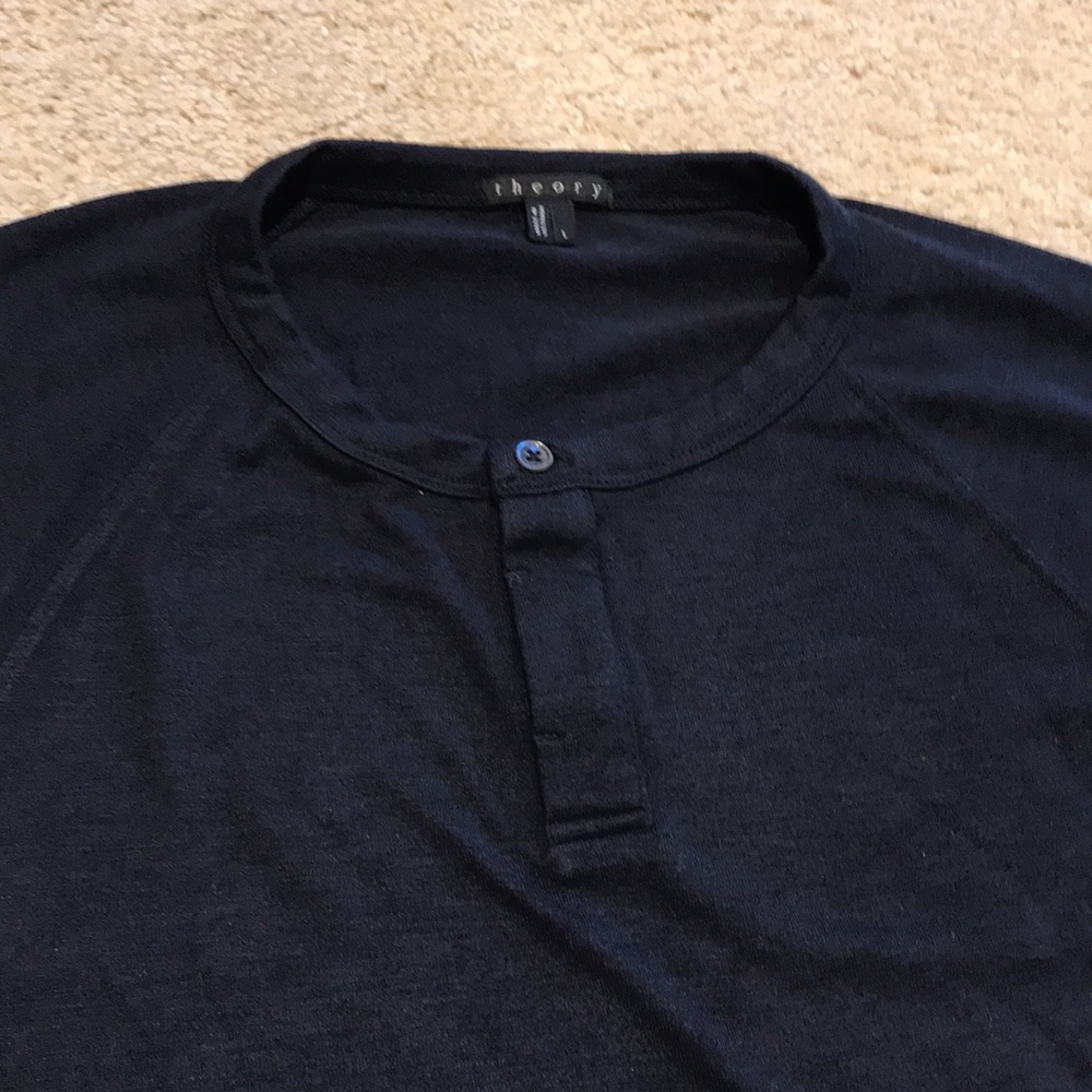 Men’s Theory Long Sleeve Navy Blue Shirt